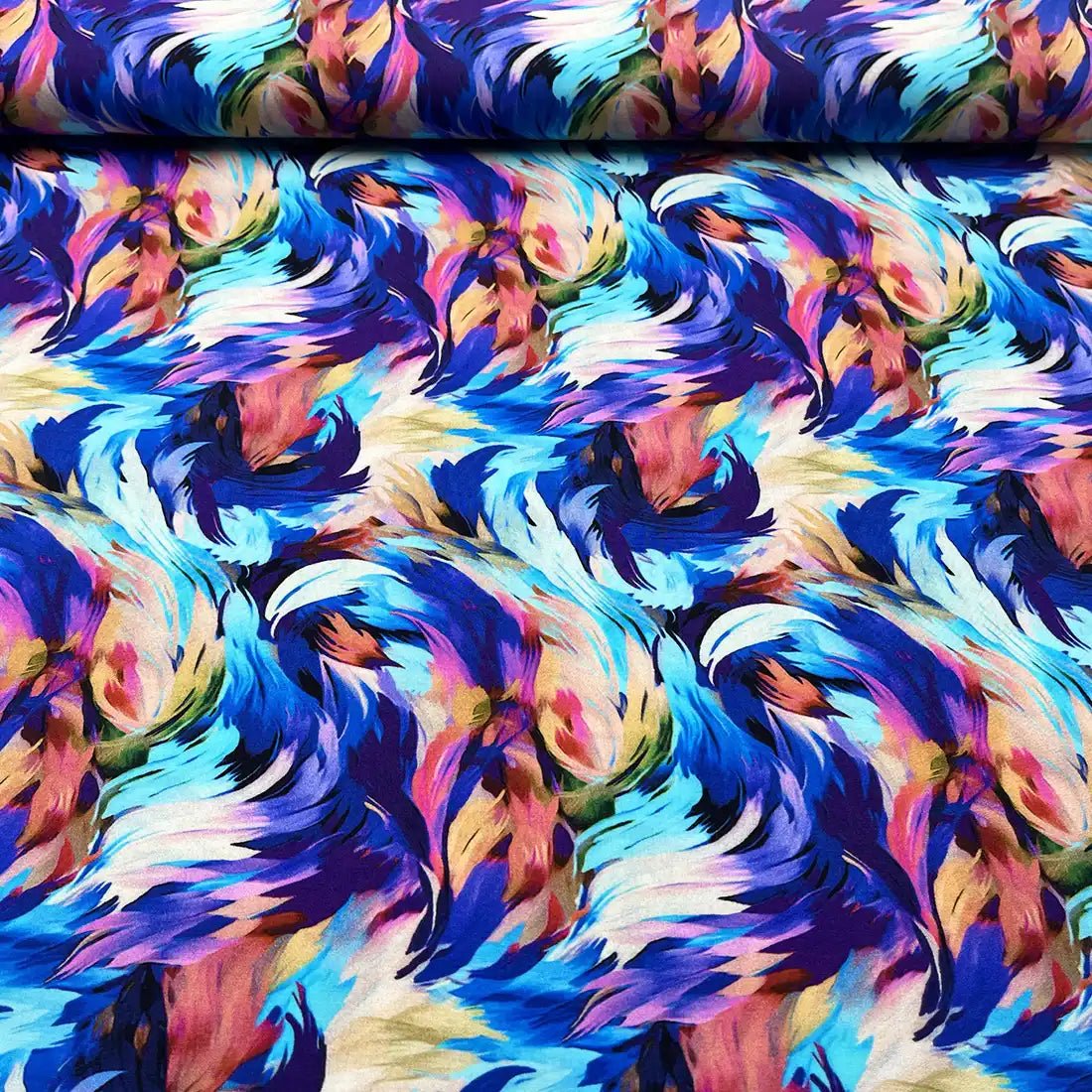 Tissu Viscose Tourbillon Chromatique – Fluidité et Éclat Artistique