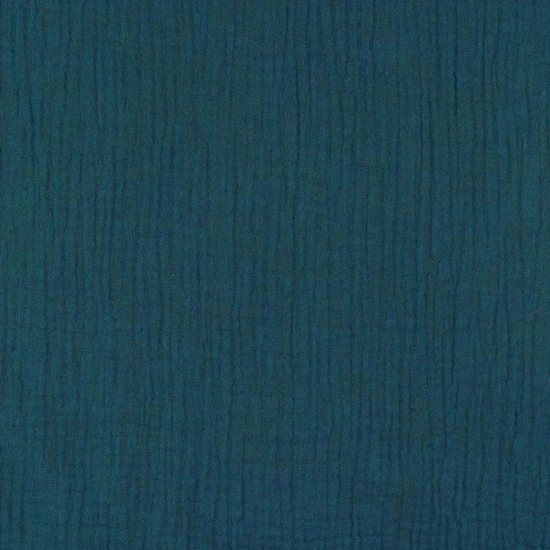 Tissus double gaze bio bleu pétrole