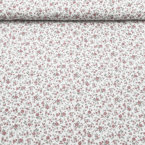 Tissus double gaze fleurs rose