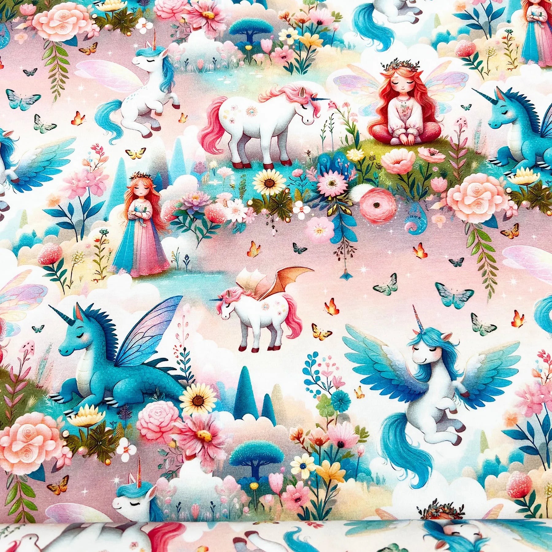 Tissu jersey de coton Licorne féerique