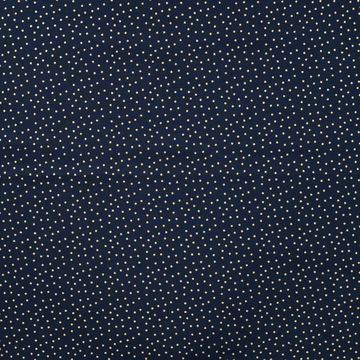 Tissu Popeline de Coton Bleu Marine Noël à Pois Dorés