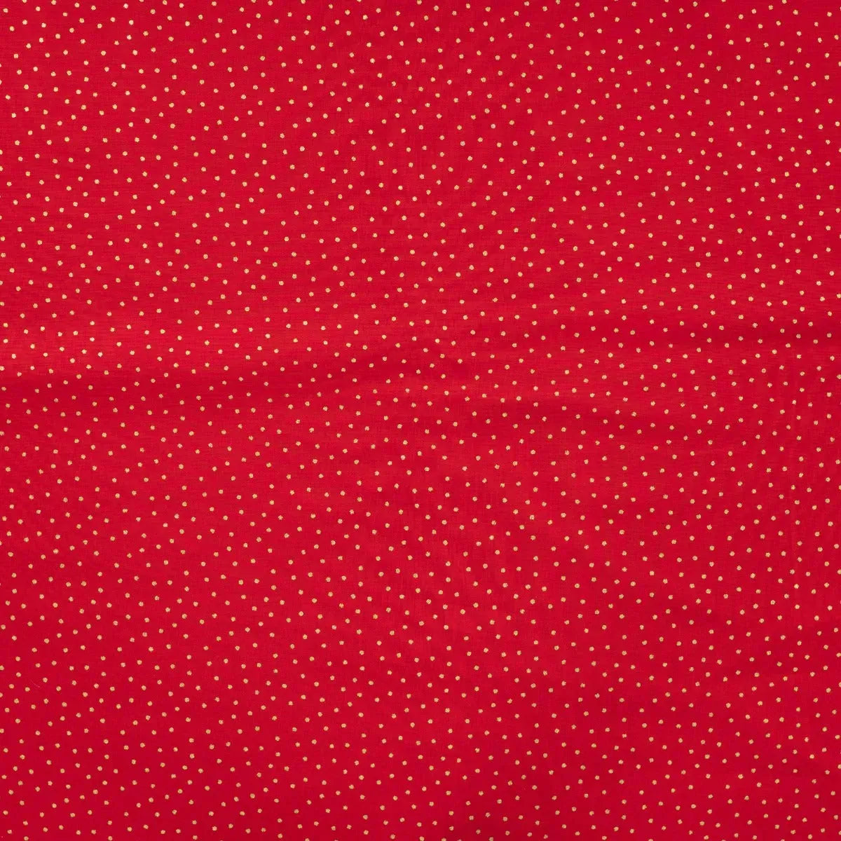 Tissu Popeline de Coton Rouge Noël à Pois Dorés