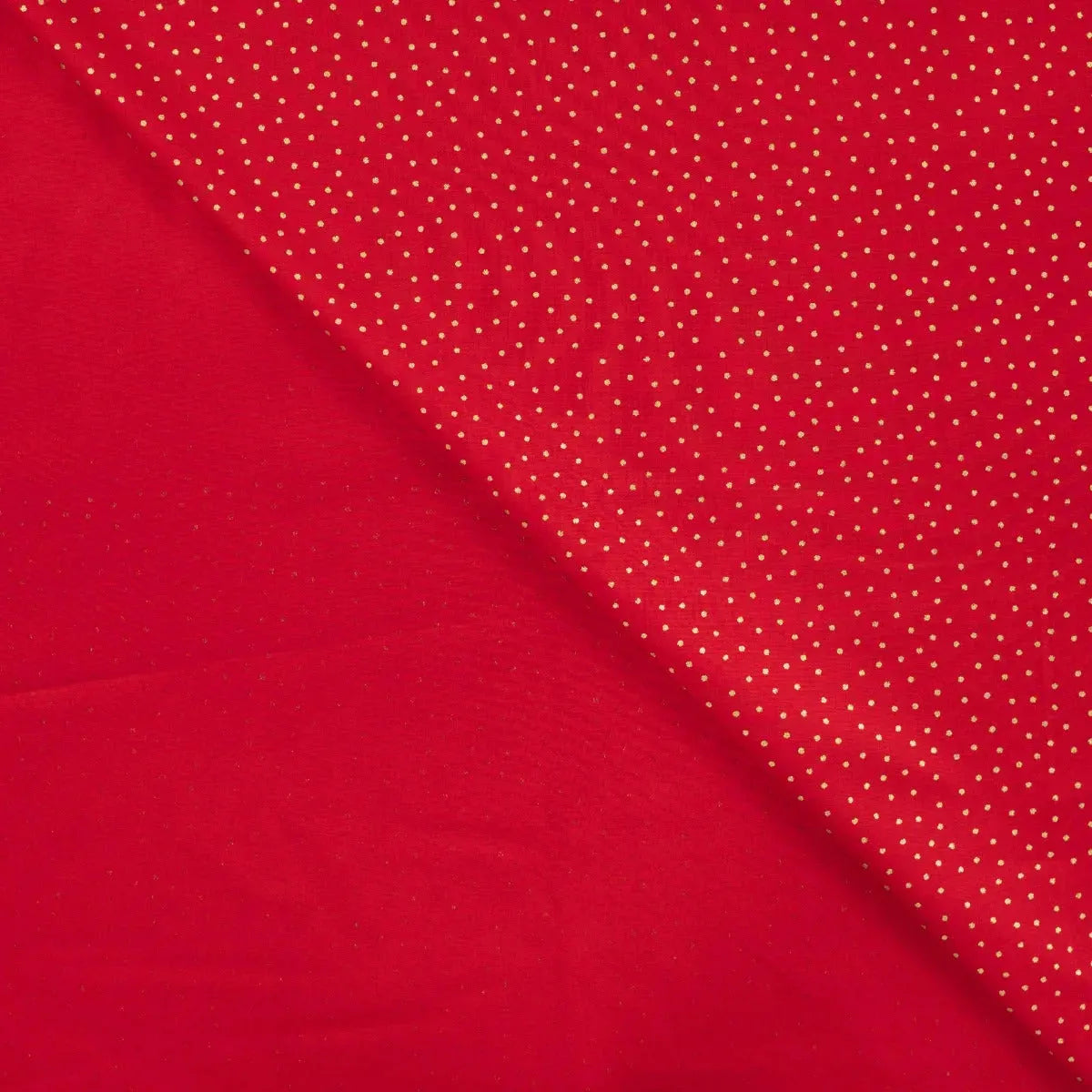 Tissu Popeline de Coton Rouge Noël à Pois Dorés