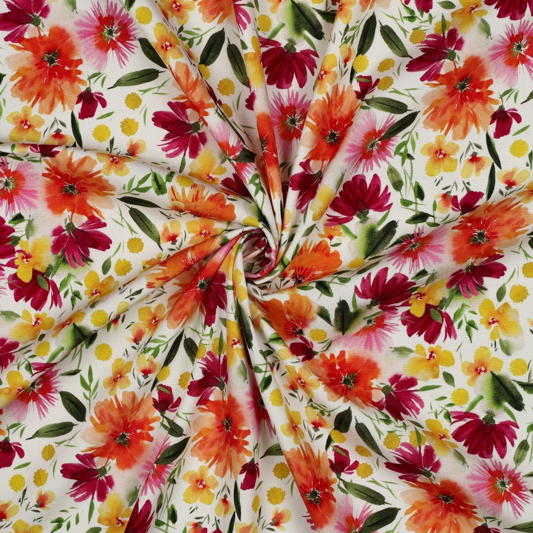 Viscose Stretch à motif de jardin fleuri